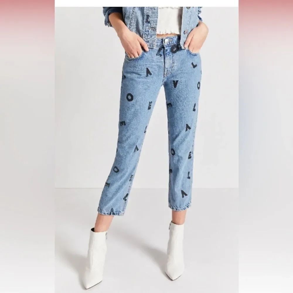 Current/Elliott THE CROPPED STRAIGHT JEAN IN PREP W-LOVE LETTERS Limited Edition
